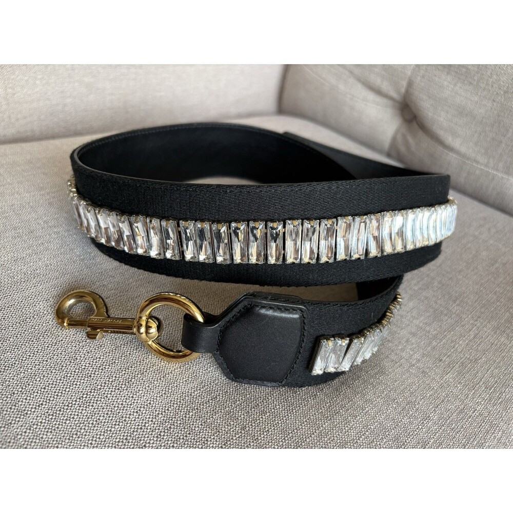 Authentic Marc Jacobs Black wide Crystal Embellished Camera Bag Shoulder Strap